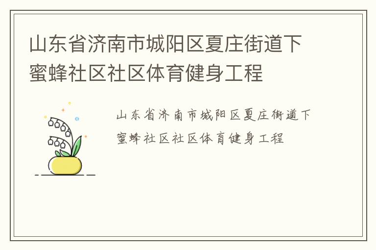 山東省濟南市城陽區(qū)夏莊街道下蜜蜂社區(qū)社區(qū)體育健身工程