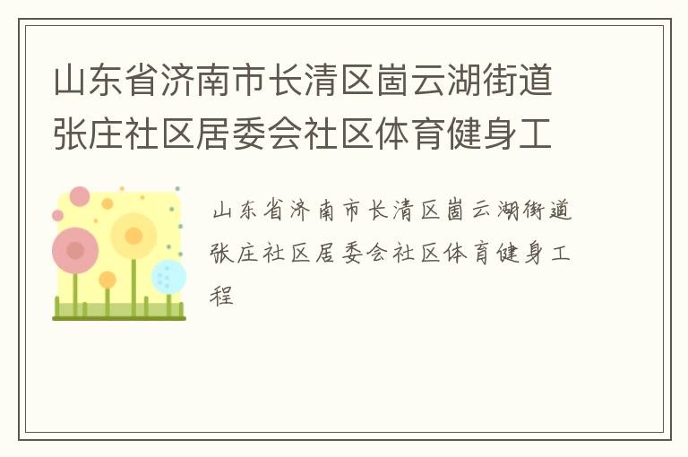 山東省濟(jì)南市長清區(qū)崮云湖街道張莊社區(qū)居委會社區(qū)體育健身工程