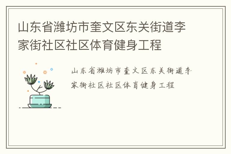 山東省濰坊市奎文區(qū)東關街道李家街社區(qū)社區(qū)體育健身工程