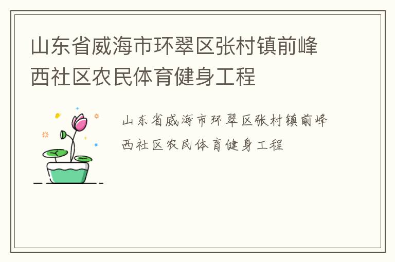 山東省威海市環(huán)翠區(qū)張村鎮(zhèn)前峰西社區(qū)農(nóng)民體育健身工程