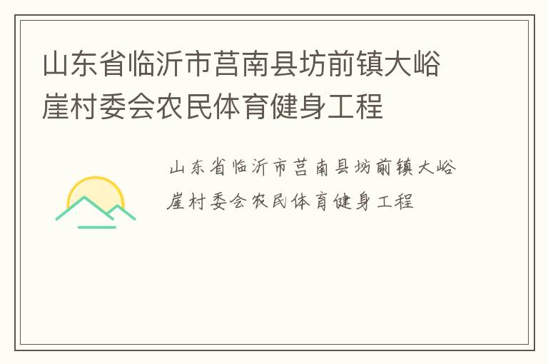 山東省臨沂市莒南縣坊前鎮(zhèn)大峪崖村委會農(nóng)民體育健身工程