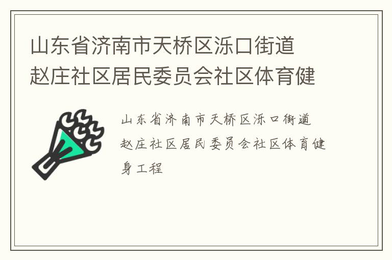 山東省濟(jì)南市天橋區(qū)濼口街道  趙莊社區(qū)居民委員會(huì)社區(qū)體育健身工程