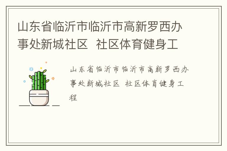 山東省臨沂市臨沂市高新羅西辦事處新城社區(qū)  社區(qū)體育健身工程