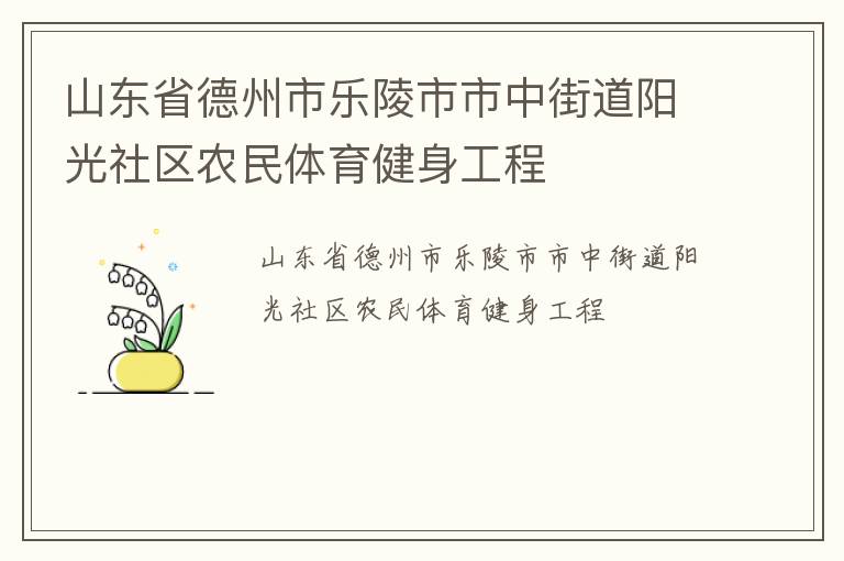山東省德州市樂(lè)陵市市中街道陽(yáng)光社區(qū)農(nóng)民體育健身工程