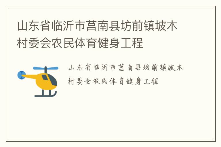 山東省臨沂市莒南縣坊前鎮(zhèn)坡木村委會農(nóng)民體育健身工程