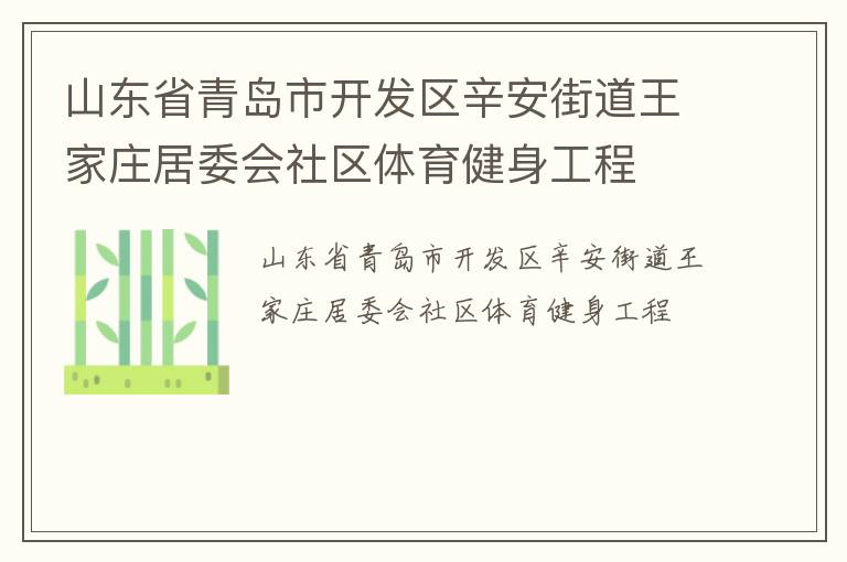 山東省青島市開發(fā)區(qū)辛安街道王家莊居委會社區(qū)體育健身工程