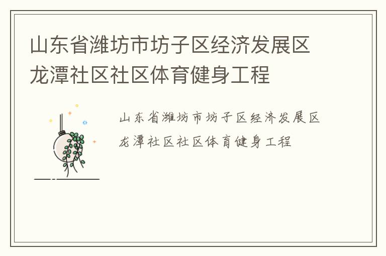 山東省濰坊市坊子區(qū)經濟發(fā)展區(qū)龍?zhí)渡鐓^(qū)社區(qū)體育健身工程