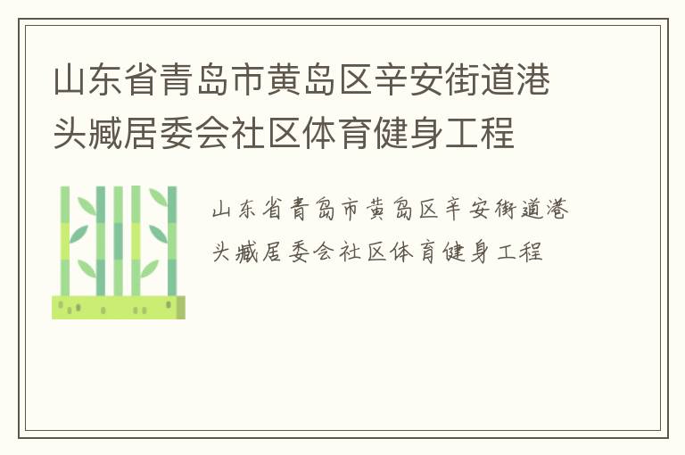 山東省青島市黃島區(qū)辛安街道港頭臧居委會社區(qū)體育健身工程